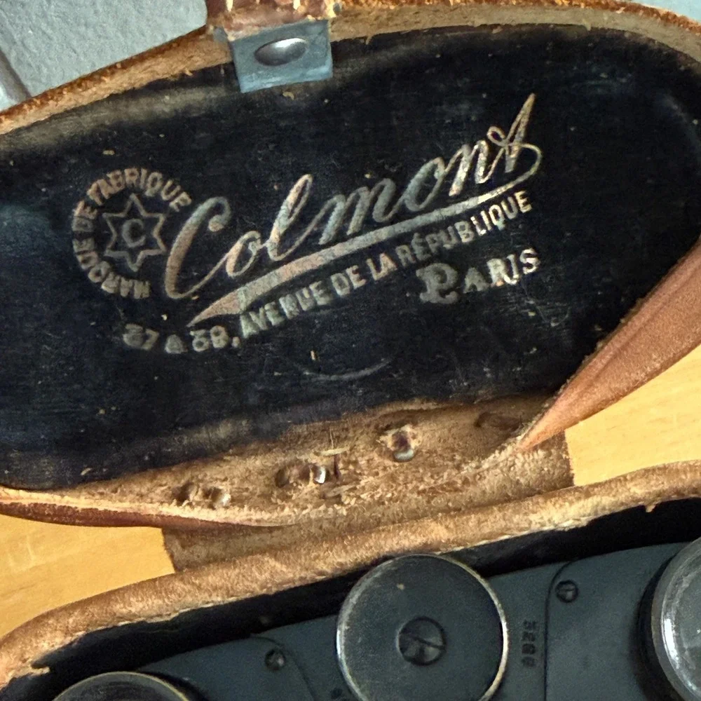 Vintage Colmont Paris 8x French Military Field Binoculars Original Leather Case‎